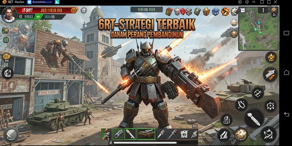 Screenshot gameplay 6RT dengan tampilan pertempuran strategi.