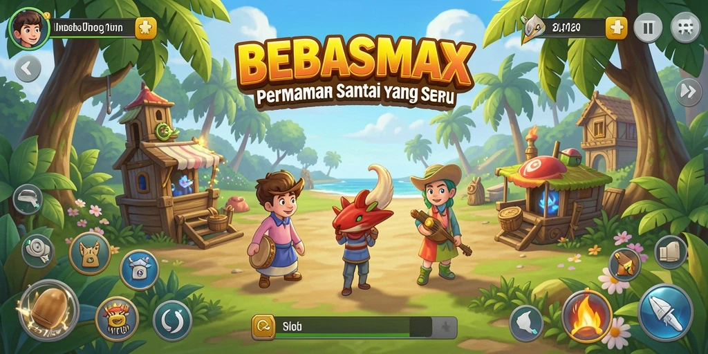 Tampilan utama gameplay BEBASMAX yang seru dan menghibur.