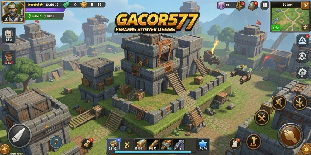 Tampilan gameplay <strong>GACOR577</strong> saat menghadapi musuh dalam Tower Defense.