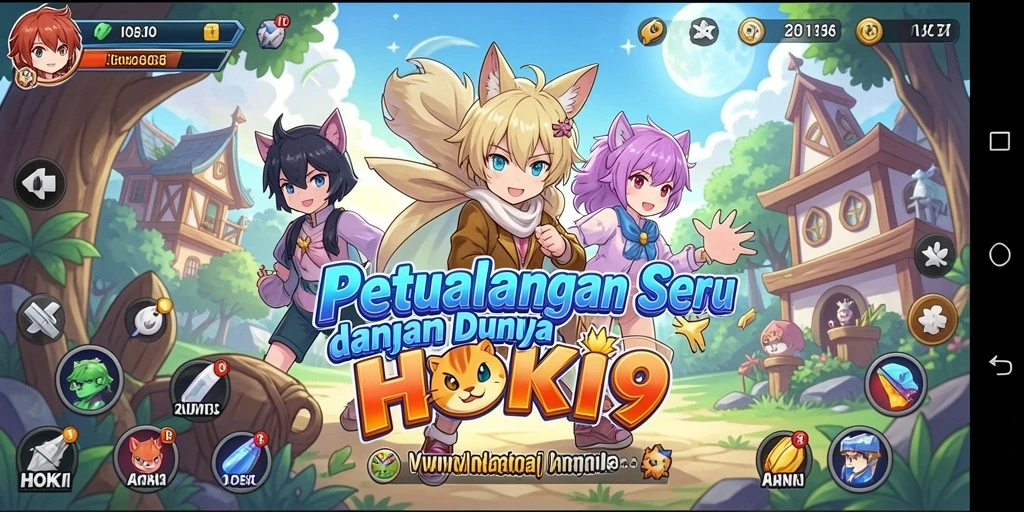 Tampilan gameplay HOKI9 menunjukkan karakter bertarung di dunia fantasi anime.