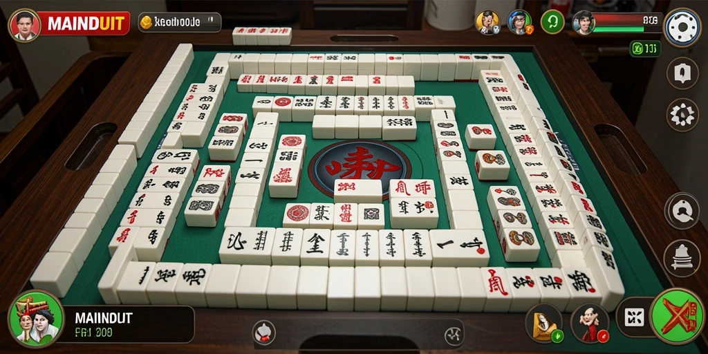 Screenshot utama MAINDUIT menampilkan permainan mahjong yang mendebarkan.