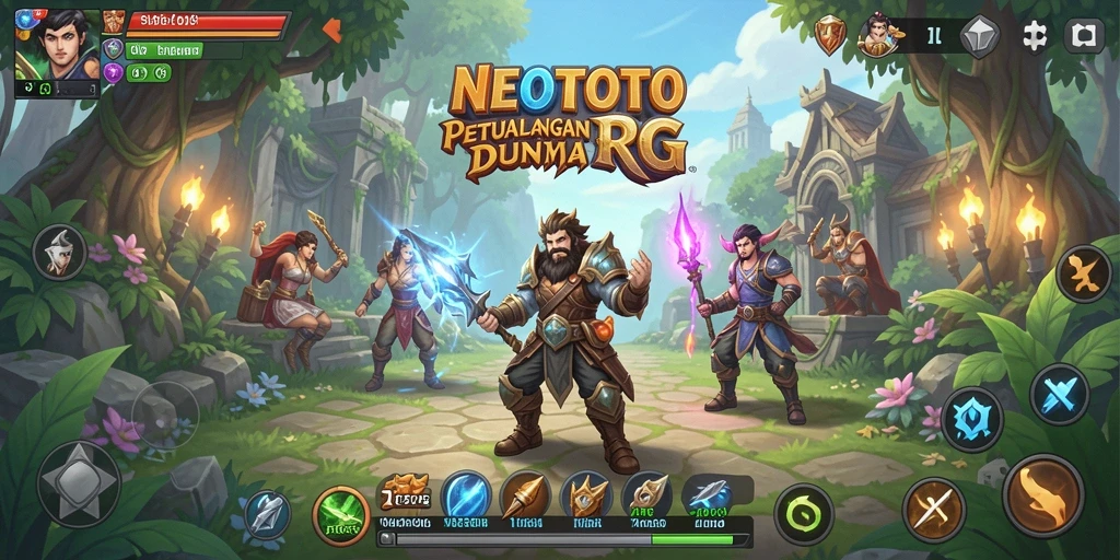 Menampilkan gameplay seru dalam petualangan RPG NEOTOTO.