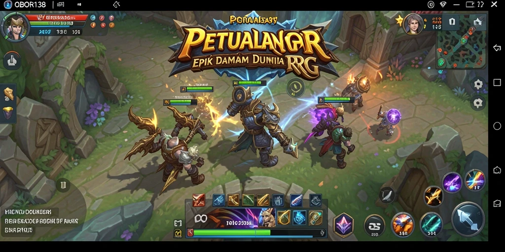 Screenshot utama OBOR138 menampilkan pertempuran seru dalam dunia RPG.